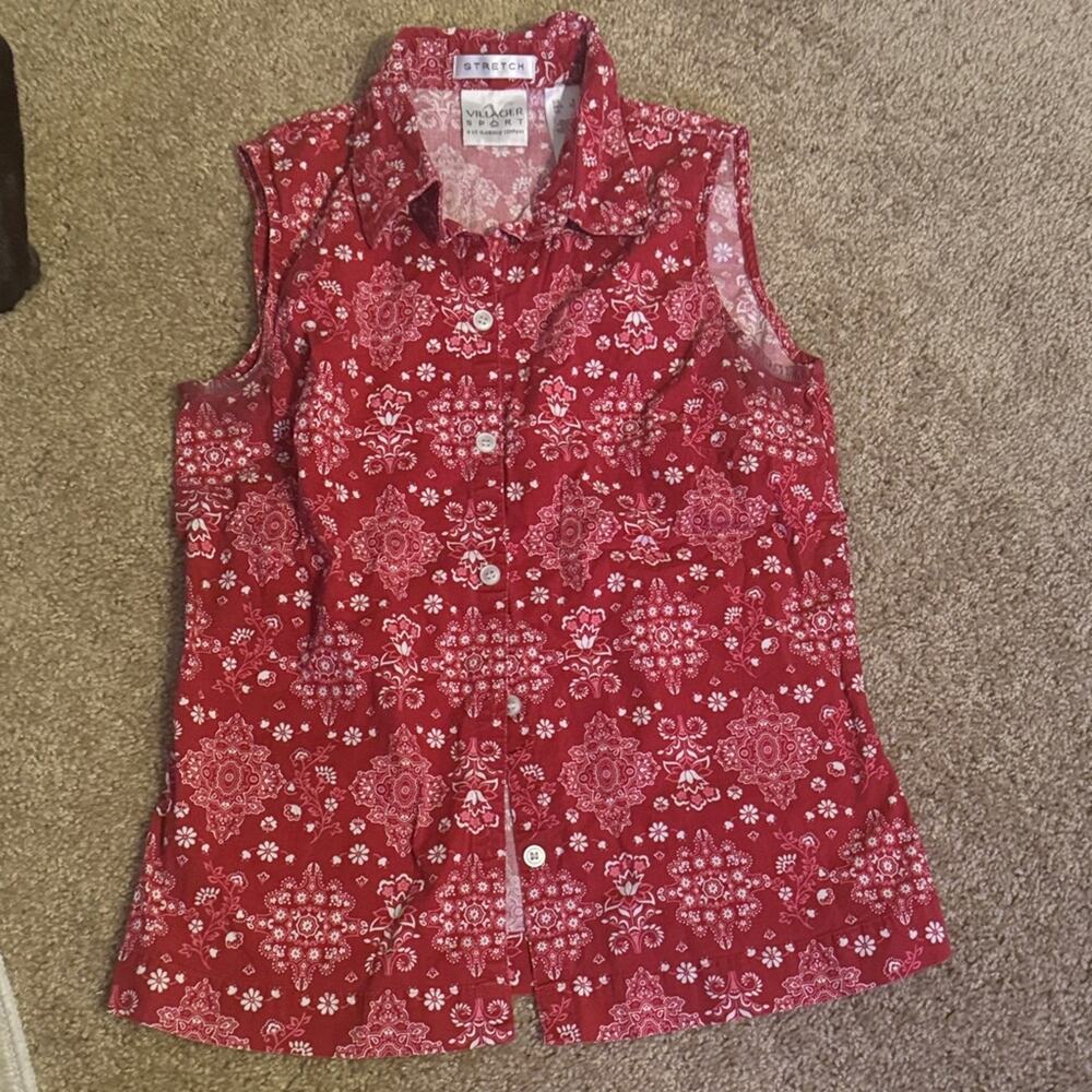 Red Floral Button Down Shirt